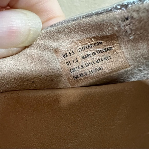 FitFlop Allegro Ballet Flat Shoes Women's Sz 7.5 Metallic Silver Leather Preppy - Picture 5 of 10